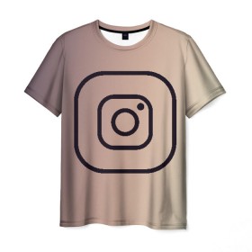 Мужская футболка 3D с принтом instagram(simple logo) в Тюмени, 100% полиэфир | прямой крой, круглый вырез горловины, длина до линии бедер | instagram | logo | инстаграм | лого | мягкие цвета | приложение | простая картинка | фотоаппарат | черная картинка | черный | черный значок | черный цвет