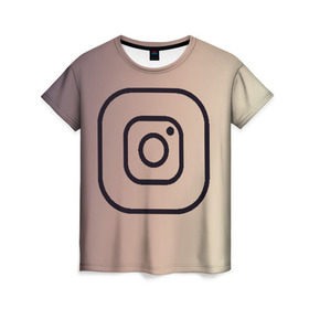 Женская футболка 3D с принтом instagram(simple logo) в Тюмени, 100% полиэфир ( синтетическое хлопкоподобное полотно) | прямой крой, круглый вырез горловины, длина до линии бедер | instagram | logo | инстаграм | лого | мягкие цвета | приложение | простая картинка | фотоаппарат | черная картинка | черный | черный значок | черный цвет