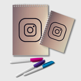 Блокнот с принтом instagram(simple logo) в Тюмени, 100% бумага | 48 листов, плотность листов — 60 г/м2, плотность картонной обложки — 250 г/м2. Листы скреплены удобной пружинной спиралью. Цвет линий — светло-серый
 | Тематика изображения на принте: instagram | logo | инстаграм | лого | мягкие цвета | приложение | простая картинка | фотоаппарат | черная картинка | черный | черный значок | черный цвет