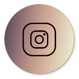 Коврик для мышки круглый с принтом instagram(simple logo) в Тюмени, резина и полиэстер | круглая форма, изображение наносится на всю лицевую часть | instagram | logo | инстаграм | лого | мягкие цвета | приложение | простая картинка | фотоаппарат | черная картинка | черный | черный значок | черный цвет