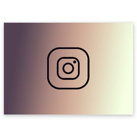 Поздравительная открытка с принтом instagram(simple logo) в Тюмени, 100% бумага | плотность бумаги 280 г/м2, матовая, на обратной стороне линовка и место для марки
 | Тематика изображения на принте: instagram | logo | инстаграм | лого | мягкие цвета | приложение | простая картинка | фотоаппарат | черная картинка | черный | черный значок | черный цвет