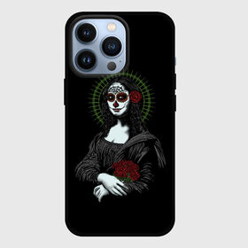 Чехол для iPhone 13 Pro с принтом Mona Lisa   Santa Muerte в Тюмени,  |  | Тематика изображения на принте: dead | death | lisa | mona | muerte | muertos | santa | день | искуство | картина | лиза | мона | муэрте | муэртес | муэртос | роза | розы | санта | тату | татуировка | цветы | череп