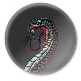 Значок с принтом Viper в Тюмени,  металл | круглая форма, металлическая застежка в виде булавки | animals | art | poison | snake | venom | venomous | viper | арт | гадюка | животное | животные | змеи | змей | змея | картинка | картинки | прикольная | прикольные | яд | ядовитая | ядовитый