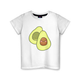 Детская футболка хлопок с принтом Авокадо в Тюмени, 100% хлопок | круглый вырез горловины, полуприлегающий силуэт, длина до линии бедер | Тематика изображения на принте: avocados | авокадо | веганский | вегетарианский | вегетарианское | еда | едой | еды | зеленое | зелёные | зеленый | фрукт | фруктами | фруктовое | фруктовый | фрукты