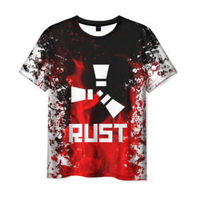 Мужская футболка 3D с принтом RUST в Тюмени, 100% полиэфир | прямой крой, круглый вырез горловины, длина до линии бедер | magic rust | rust | rust 2019 | раст | раст 2019. | раст легаси