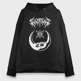 Женское худи Oversize хлопок с принтом GHOSTEMANE (НА СПИНЕ) в Тюмени, френч-терри — 70% хлопок, 30% полиэстер. Мягкий теплый начес внутри —100% хлопок | боковые карманы, эластичные манжеты и нижняя кромка, капюшон на магнитной кнопке | eric whitney | ghostemane | trash | треш