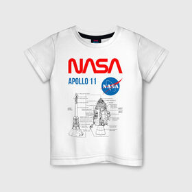 Детская футболка хлопок с принтом Nasa Apollo 11 (двухсторонняя) в Тюмени, 100% хлопок | круглый вырез горловины, полуприлегающий силуэт, длина до линии бедер | apollo 11 | apolo 11 | apolon 11 | аполлон 11 | аполон 11 | наса | насса