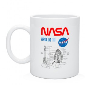 Кружка с принтом Nasa Apollo 11 (двухсторонняя) в Тюмени, керамика | объем — 330 мл, диаметр — 80 мм. Принт наносится на бока кружки, можно сделать два разных изображения | apollo 11 | apolo 11 | apolon 11 | аполлон 11 | аполон 11 | наса | насса