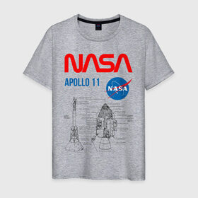 Мужская футболка хлопок с принтом Nasa Apollo 11 (двухсторонняя) в Тюмени, 100% хлопок | прямой крой, круглый вырез горловины, длина до линии бедер, слегка спущенное плечо. | Тематика изображения на принте: apollo 11 | apolo 11 | apolon 11 | аполлон 11 | аполон 11 | наса | насса