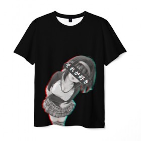 Мужская футболка 3D с принтом Anime Girl в Тюмени, 100% полиэфир | прямой крой, круглый вырез горловины, длина до линии бедер | ahegao | anime | girl | girls | hikky | kawaii | kowai | senpai | waifu | yandre | аниме | ахегао | вайфу | девушка | кавай | кун | семпай | сенпай | тян