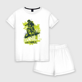 Женская пижама с шортиками хлопок с принтом Downhill в Тюмени, 100% хлопок | футболка прямого кроя, шорты свободные с широкой мягкой резинкой | downhill | велосипед | велосипедист | велоспорт | скоростной спуск | экстрим