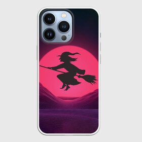 Чехол для iPhone 13 Pro с принтом The Witch(Happy Halloween) в Тюмени,  |  | halloween | halloweenparty | witch | в подарок | ведьма | ведьмочка | вечеринка | детский дизайн | детский рисунок | для подарка | закат солнца | мягкие цвета | пати | хэллоуин