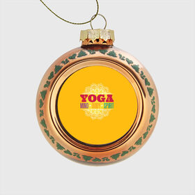 Стеклянный ёлочный шар с принтом Йога в Тюмени, Стекло | Диаметр: 80 мм | fitness | yoga | йога | медитация | фитнес