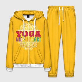Мужской костюм 3D с принтом Йога в Тюмени, 100% полиэстер | Манжеты и пояс оформлены тканевой резинкой, двухслойный капюшон со шнурком для регулировки, карманы спереди | Тематика изображения на принте: fitness | yoga | йога | медитация | фитнес