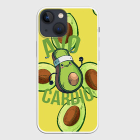 Чехол для iPhone 13 mini с принтом Аво Кардио в Тюмени,  |  | avocado | cardio | fit | fitness | авокадо | авокардио | бег | кардио | спорт | спортсмен | фитнес
