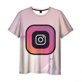 Мужская футболка 3D с принтом Instagram(редактируемое лого) в Тюмени, 100% полиэфир | прямой крой, круглый вырез горловины, длина до линии бедер | 