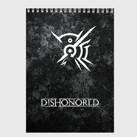 Скетчбук с принтом DISHONORED в Тюмени, 100% бумага
 | 48 листов, плотность листов — 100 г/м2, плотность картонной обложки — 250 г/м2. Листы скреплены сверху удобной пружинной спиралью | Тематика изображения на принте: dishonored | dishonored 2 | korvo | дисхоноред | корво | корво аттано | стелс | эмили колдуин