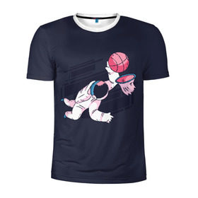 Мужская футболка 3D спортивная с принтом Космонавт Баскетболист в Тюмени, 100% полиэстер с улучшенными характеристиками | приталенный силуэт, круглая горловина, широкие плечи, сужается к линии бедра | astronaut | basket | basketball | cosmonaut | nasa | астронавт | баскетбол | баскетболист | баскетбольный мяч | в космосе | космонавт | космос | мяч