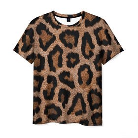 Мужская футболка 3D с принтом Леопардовая расцветка в Тюмени, 100% полиэфир | прямой крой, круглый вырез горловины, длина до линии бедер | Тематика изображения на принте: леопард | леопардовая | леопардовые | леопардовый | леопарды | пятнистые | пятнистый | пятнистым | расцветка