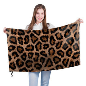 Флаг 3D с принтом Леопардовая расцветка в Тюмени, 100% полиэстер | плотность ткани — 95 г/м2, размер — 67 х 109 см. Принт наносится с одной стороны | леопард | леопардовая | леопардовые | леопардовый | леопарды | пятнистые | пятнистый | пятнистым | расцветка