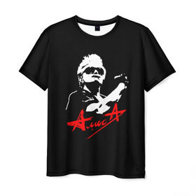 Мужская футболка 3D с принтом АлисА в Тюмени, 100% полиэфир | прямой крой, круглый вырез горловины, длина до линии бедер | alisa | rock | ussr | алиса | алиса группа | константин кинчев | рок | ссср