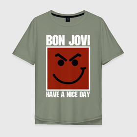 Мужская футболка хлопок Oversize с принтом Bon Jovi в Тюмени, 100% хлопок | свободный крой, круглый ворот, “спинка” длиннее передней части | bon jovi | john | альбом | арена | бон | бон джови | глэм | группа | джови | джон | метал | музыка | надпись | песни | поп | попрок | рок | рокер | смайл | солист | софт | стена | хард | хеви | хевиметал