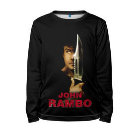 Детский лонгслив 3D с принтом John Rambo в Тюмени, 100% полиэстер | длинные рукава, круглый вырез горловины, полуприлегающий силуэт
 | Тематика изображения на принте: action | army | blood | first | john | last | rambo | stallone | states | sylvester | united | usa | армия | боевик | джон | кровь | первая | последняя | рэмбо | сильвестр | сталлоне | сша