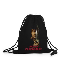 Рюкзак-мешок 3D с принтом John Rambo в Тюмени, 100% полиэстер | плотность ткани — 200 г/м2, размер — 35 х 45 см; лямки — толстые шнурки, застежка на шнуровке, без карманов и подкладки | action | army | blood | first | john | last | rambo | stallone | states | sylvester | united | usa | армия | боевик | джон | кровь | первая | последняя | рэмбо | сильвестр | сталлоне | сша