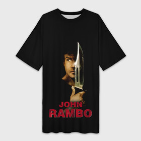 Платье-футболка 3D с принтом John Rambo в Тюмени,  |  | action | army | blood | first | john | last | rambo | stallone | states | sylvester | united | usa | армия | боевик | джон | кровь | первая | последняя | рэмбо | сильвестр | сталлоне | сша