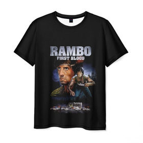 Мужская футболка 3D с принтом Rambo: First Blood в Тюмени, 100% полиэфир | прямой крой, круглый вырез горловины, длина до линии бедер | action | army | blood | first | john | last | rambo | stallone | states | sylvester | united | usa | армия | боевик | джон | кровь | первая | последняя | рэмбо | сильвестр | сталлоне | сша