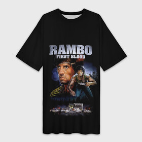 Платье-футболка 3D с принтом Rambo: First Blood в Тюмени,  |  | action | army | blood | first | john | last | rambo | stallone | states | sylvester | united | usa | армия | боевик | джон | кровь | первая | последняя | рэмбо | сильвестр | сталлоне | сша