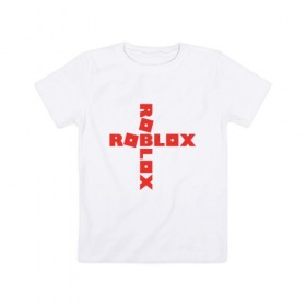 Детская футболка хлопок с принтом ROBLOX в Тюмени, 100% хлопок | круглый вырез горловины, полуприлегающий силуэт, длина до линии бедер | Тематика изображения на принте: roblox | roblox simulator. | код роблокс | роблокс | роблокс симулятор