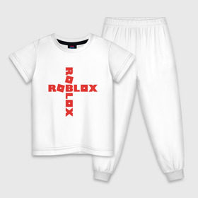 Детская пижама хлопок с принтом ROBLOX в Тюмени, 100% хлопок |  брюки и футболка прямого кроя, без карманов, на брюках мягкая резинка на поясе и по низу штанин
 | Тематика изображения на принте: roblox | roblox simulator. | код роблокс | роблокс | роблокс симулятор