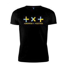 Мужская футболка премиум с принтом TOMORROW X TOGETHER в Тюмени, 92% хлопок, 8% лайкра | приталенный силуэт, круглый вырез ворота, длина до линии бедра, короткий рукав | Тематика изображения на принте: tomorrow x together | txt