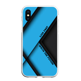 Чехол для iPhone XS Max матовый с принтом Live Fast blue в Тюмени, Силикон | Область печати: задняя сторона чехла, без боковых панелей | Тематика изображения на принте: абстракция | геометрия | линии | минимализм