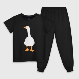 Детская пижама хлопок с принтом ЗЛОЙ ГУСЬ! в Тюмени, 100% хлопок |  брюки и футболка прямого кроя, без карманов, на брюках мягкая резинка на поясе и по низу штанин
 | goose | untitled goose | гусь | злой гусь