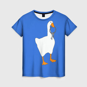 Женская футболка 3D с принтом Untitled Goose Game в Тюмени, 100% полиэфир ( синтетическое хлопкоподобное полотно) | прямой крой, круглый вырез горловины, длина до линии бедер | epic store | ugg | untitled goose game | гусь | игра без названия | игра про гуся | неназванная игра про гуся