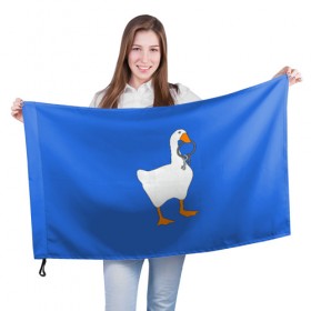 Флаг 3D с принтом Untitled Goose Game в Тюмени, 100% полиэстер | плотность ткани — 95 г/м2, размер — 67 х 109 см. Принт наносится с одной стороны | epic store | ugg | untitled goose game | гусь | игра без названия | игра про гуся | неназванная игра про гуся