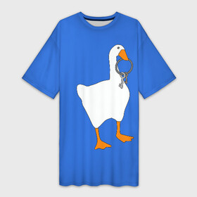 Платье-футболка 3D с принтом Untitled Goose Game в Тюмени,  |  | epic store | ugg | untitled goose game | гусь | игра без названия | игра про гуся | неназванная игра про гуся