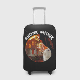 Чехол для чемодана 3D с принтом Honk Honk I am Goose в Тюмени, 86% полиэфир, 14% спандекс | двустороннее нанесение принта, прорези для ручек и колес | angry goose | goose | honk | гусь | злой гусь | хонк