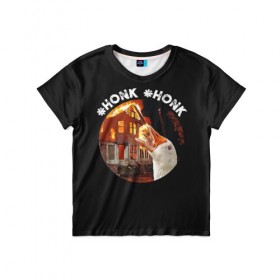 Детская футболка 3D с принтом Honk Honk I am Goose в Тюмени, 100% гипоаллергенный полиэфир | прямой крой, круглый вырез горловины, длина до линии бедер, чуть спущенное плечо, ткань немного тянется | angry goose | goose | honk | гусь | злой гусь | хонк