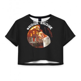 Женская футболка Cropp-top с принтом Honk Honk I am Goose в Тюмени, 100% полиэстер | круглая горловина, длина футболки до линии талии, рукава с отворотами | Тематика изображения на принте: angry goose | goose | honk | гусь | злой гусь | хонк