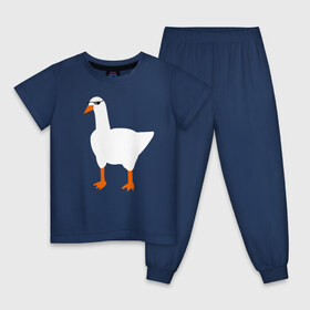 Детская пижама хлопок с принтом КРУТОЙ ГУСЬ в Тюмени, 100% хлопок |  брюки и футболка прямого кроя, без карманов, на брюках мягкая резинка на поясе и по низу штанин
 | Тематика изображения на принте: meme | untitled goose game | злой гусь | мем | птица