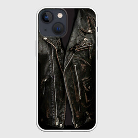 Чехол для iPhone 13 mini с принтом Косуха терминатора в Тюмени,  |  | арнольд | доспехи | замки | застежки | касуха | клепки | кожа | кожаная | кожанка | костюм | косуха | куртец | куртка | молнии | панк | потертая | рок | старая | терминатор | тертая