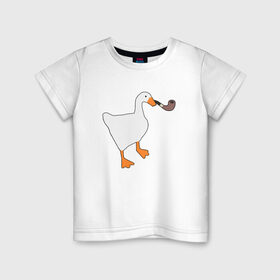 Детская футболка хлопок с принтом Untitled Goose в Тюмени, 100% хлопок | круглый вырез горловины, полуприлегающий силуэт, длина до линии бедер | Тематика изображения на принте: evil | game | goose | mem | memes | untitled | гусь | злой | игра | мем | осторожно