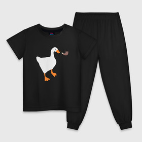 Детская пижама хлопок с принтом Untitled Goose в Тюмени, 100% хлопок |  брюки и футболка прямого кроя, без карманов, на брюках мягкая резинка на поясе и по низу штанин
 | evil | game | goose | mem | memes | untitled | гусь | злой | игра | мем | осторожно