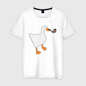 Мужская футболка хлопок с принтом Untitled Goose в Тюмени, 100% хлопок | прямой крой, круглый вырез горловины, длина до линии бедер, слегка спущенное плечо. | Тематика изображения на принте: evil | game | goose | mem | memes | untitled | гусь | злой | игра | мем | осторожно