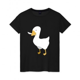 Женская футболка хлопок с принтом untitled goose в Тюмени, 100% хлопок | прямой крой, круглый вырез горловины, длина до линии бедер, слегка спущенное плечо | game | goose | untitled | videogame | видеоигры | гусь | игры | мем