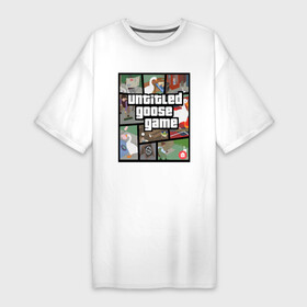 Платье-футболка хлопок с принтом untitled goose + GTA в Тюмени,  |  | game | goose | gta | untitled | videogame | видеоигры | гта | гусь | игры | мем
