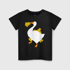 Детская футболка хлопок с принтом ЗЛОЙ ГУСТЬ С КОЛОКОЛЬЧИКОМ в Тюмени, 100% хлопок | круглый вырез горловины, полуприлегающий силуэт, длина до линии бедер | meme | untitled goose game | злой гусь | мем | птица